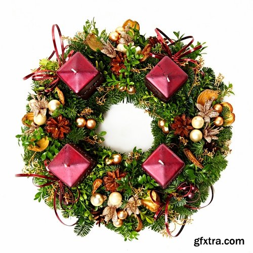 Collection of new year decorations Christmas Toy Christmas twig wreath 25 HQ Jpeg