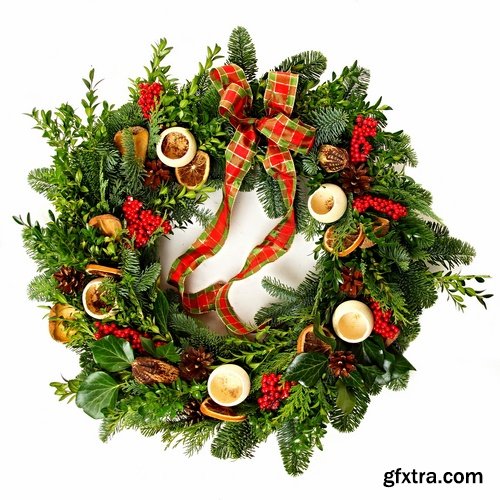 Collection of new year decorations Christmas Toy Christmas twig wreath 25 HQ Jpeg
