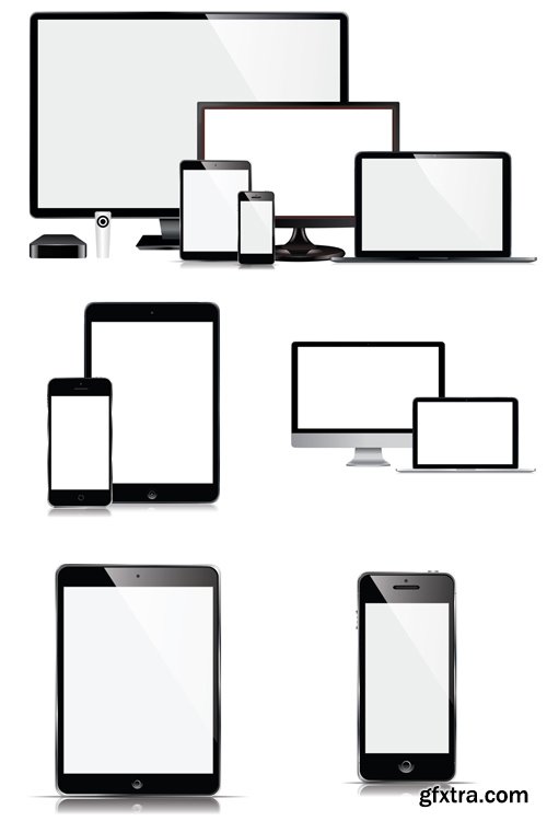 Modern Computer and Mobile Phone on a White Background