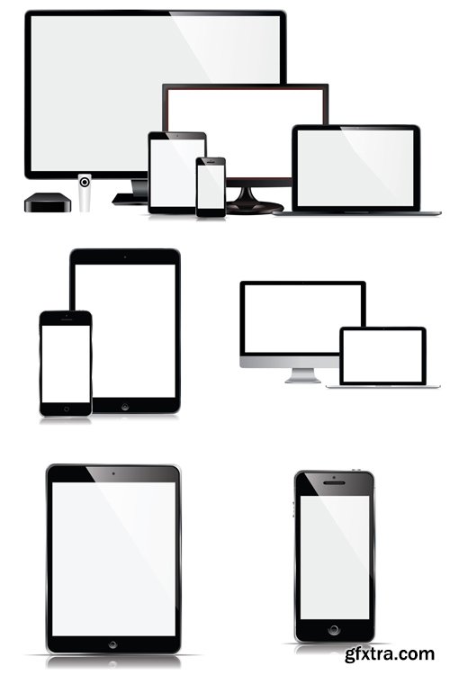 Modern Computer and Mobile Phone on a White Background Modern Computer and Mobile Phone on a White Background