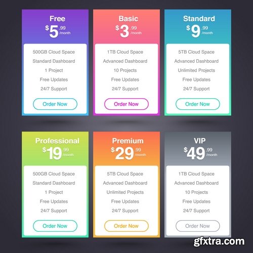 Web pricing table design for business - 9 EPS