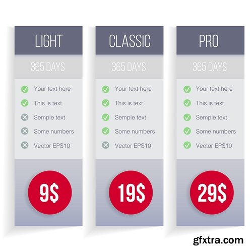 Web pricing table design for business - 9 EPS