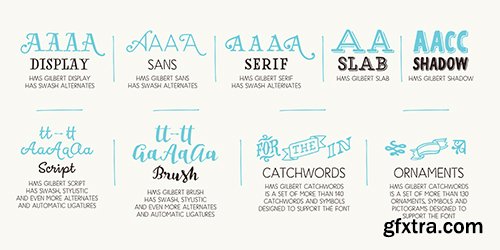 HMS Gilbert Font Family - 13 FONTS $455