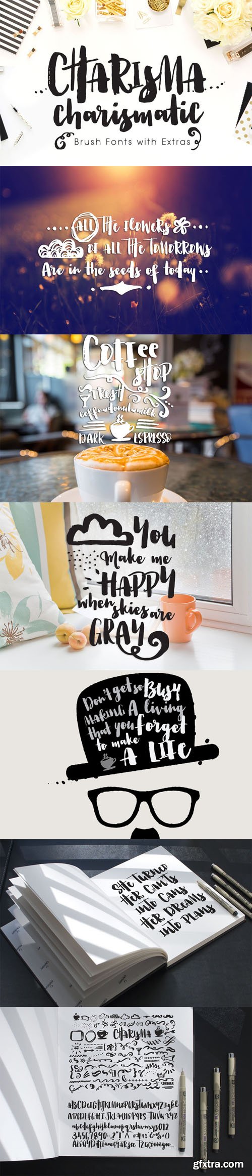 Charisma Brush Fonts with Extras 402576