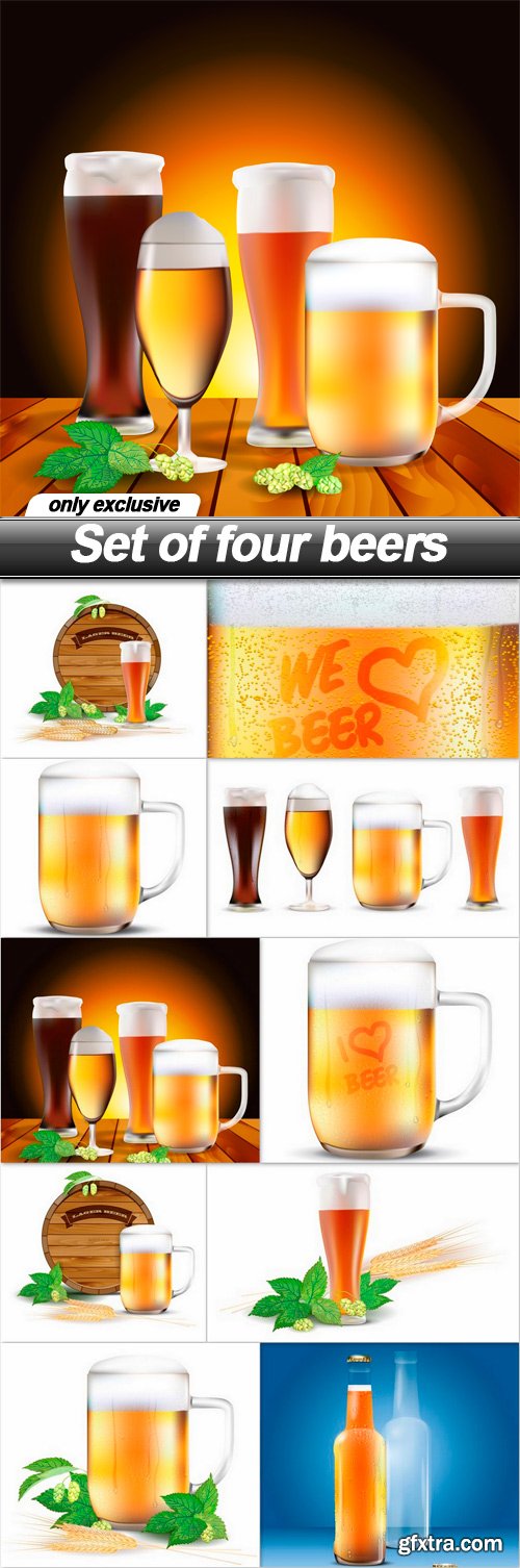Set of four beers - 10 EPS Set of four beers - 10 EPS