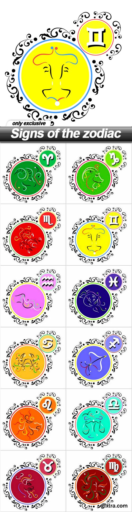 Signs of the zodiac - 12 EPS Signs of the zodiac - 12 EPS