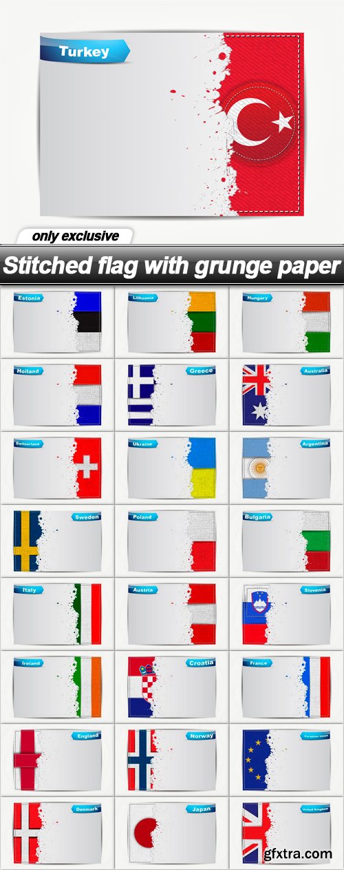 Stitched flag with grunge paper - 25 EPS Stitched flag with grunge paper - 25 EPS
