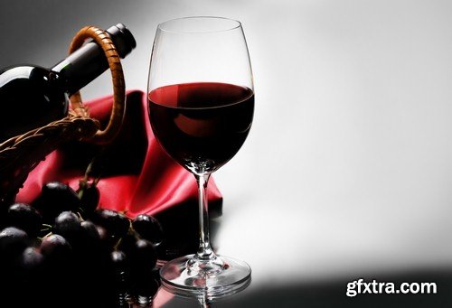 Glass of red wine on a black background