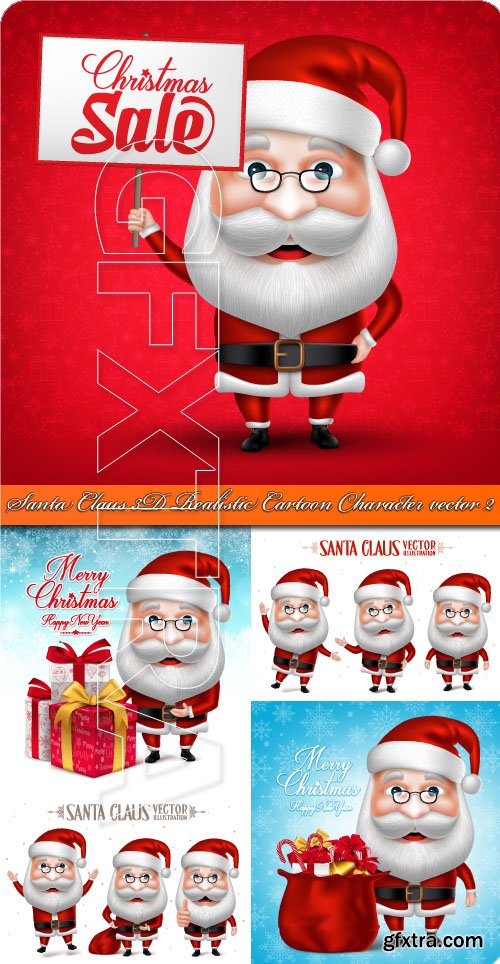 Santa Claus 3D Realistic Cartoon Character vector 2