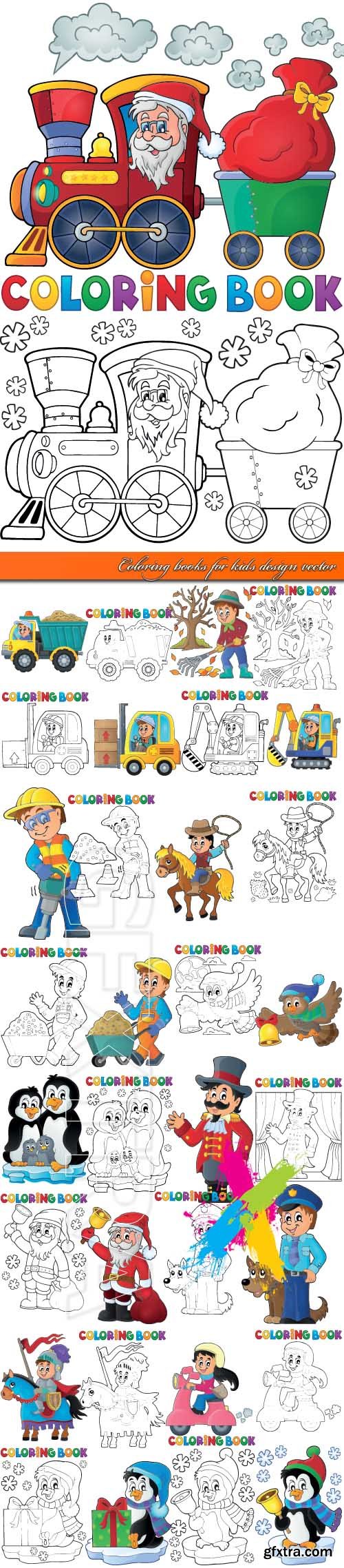Coloring books for kids design vector