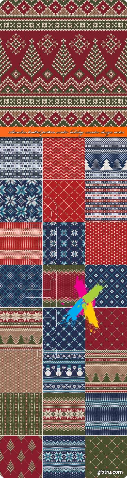 Seamless knitted pattern winter holiday sweater design vector
