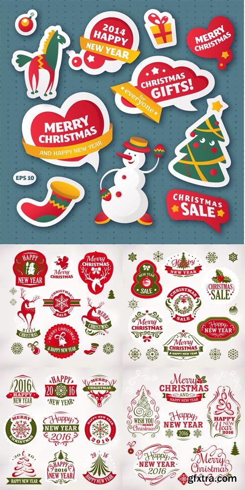 Christmas and New Year Decoration Elements and Labels