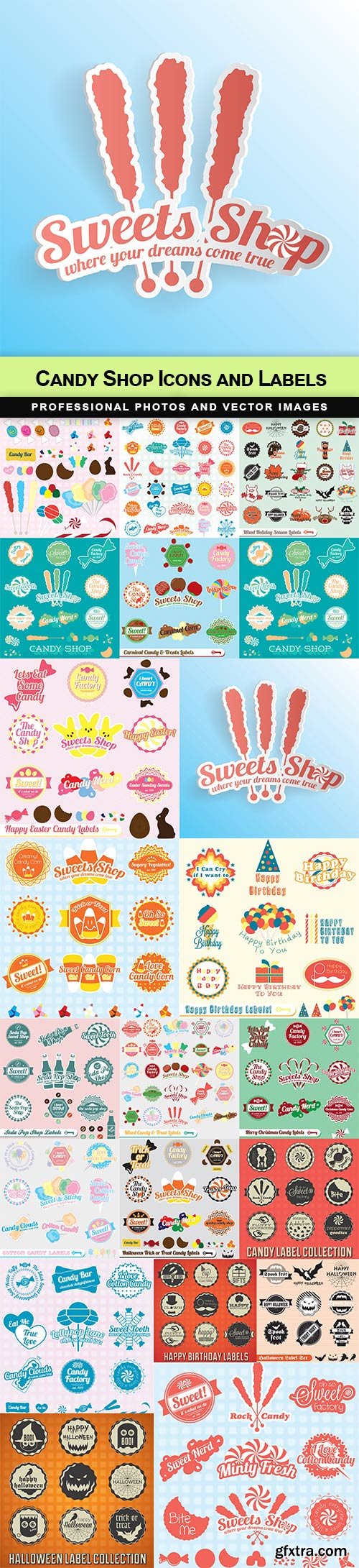 Candy Shop Icons and Labels - 21 EPS Candy Shop Icons and Labels - 21 EPS