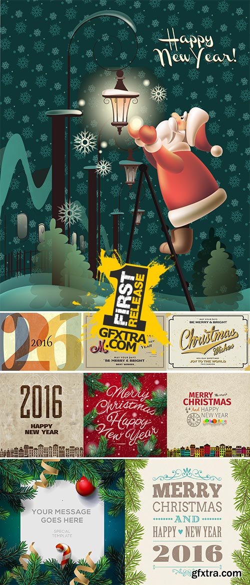 Stock vintage christmas poster 2016 vector