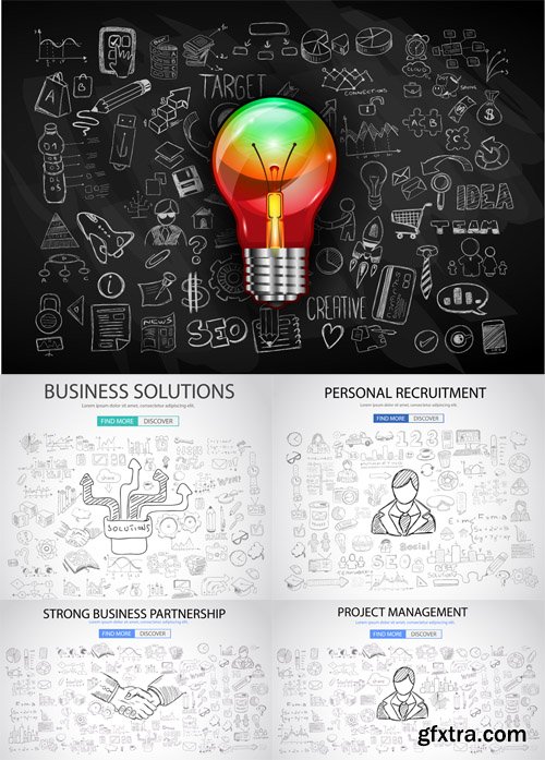 Vector Doodle Sketches Busines Solutions