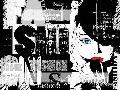 Illustrations of fashionable girls and fashion week 2 - 25 Eps