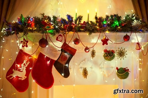 Collection of New Year Christmas fireplace cozy warmth warm interior decoration 25 HQ Jpeg