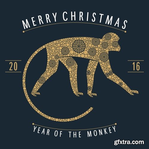 Collection of vector logo picture Christmas 2016 a background monkey flyer banner poster 25 EPS