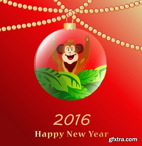 Collection of vector logo picture Christmas 2016 a background monkey flyer banner poster 25 EPS