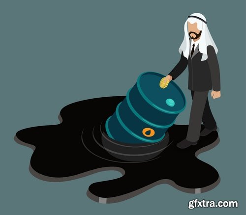 Collection of vector picture cartoon Arabian Sheikh Wanderer 25 EPS