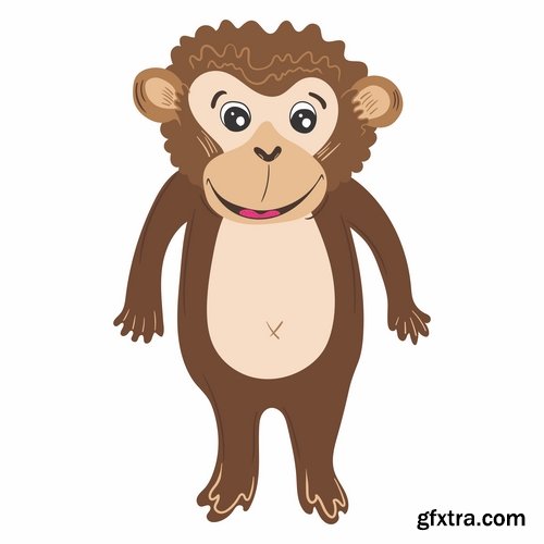 Collection of vector picture cartoon the marmoset monkey 25 EPS
