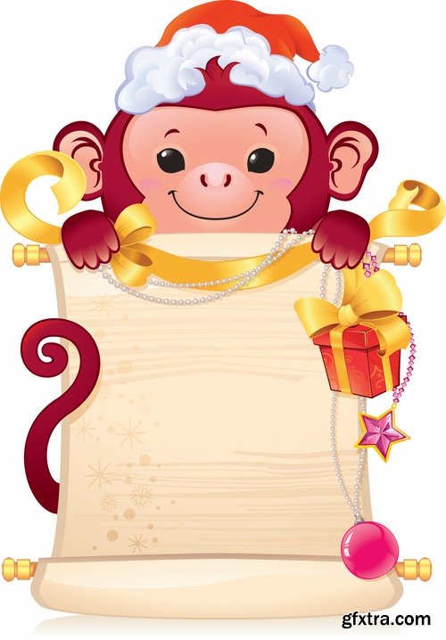 Collection of vector picture cartoon the marmoset monkey 25 EPS