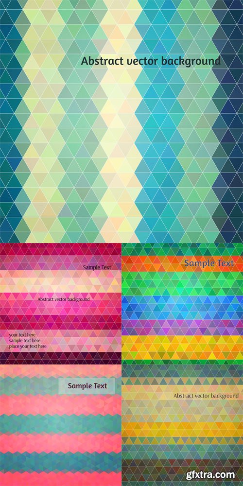 5 Abstract vector backgrounds with Colorful triangles in randm striply