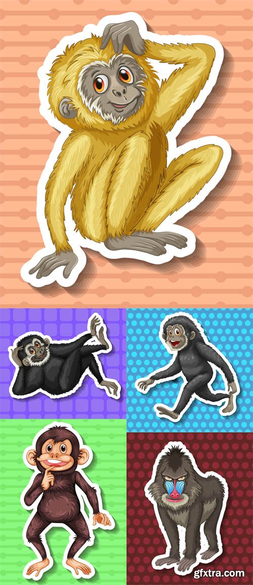 Cartoon Monkeys Vector Set