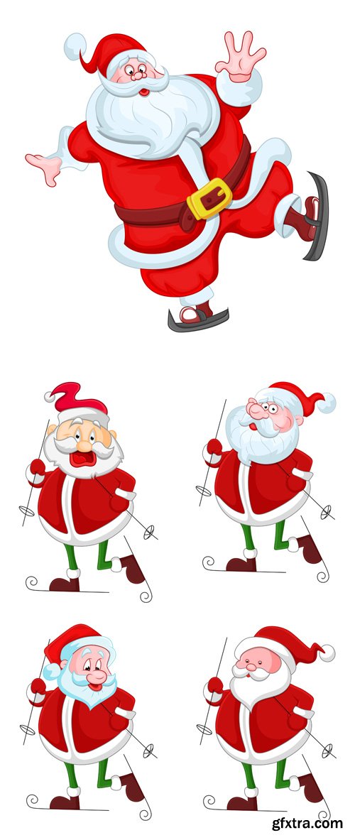 Cartoon Santa Vector Set