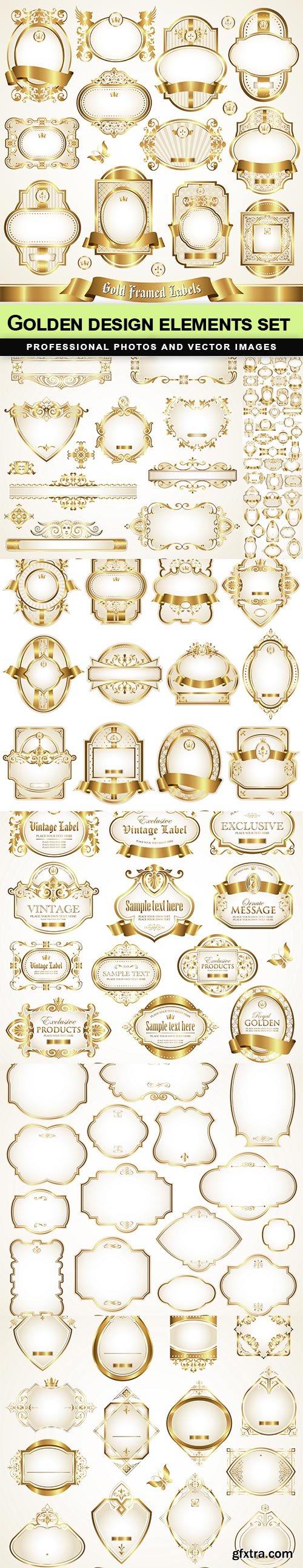 Golden design elements set - 9 EPS