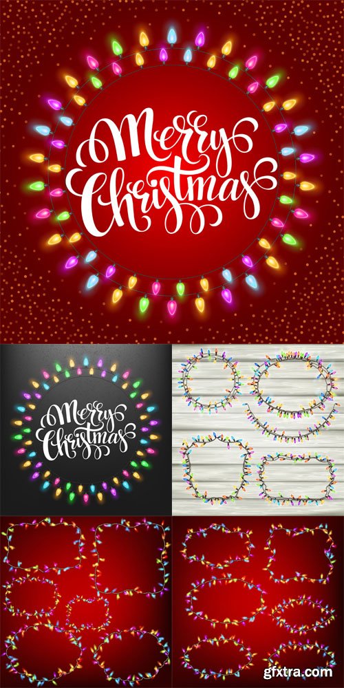 Vector Christmas Lights Frames Vector Christmas Lights Frames