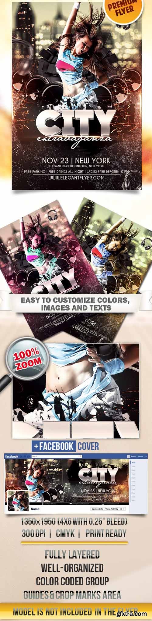City Extravaganza &ndash; Flyer PSD Template + Facebook Cover