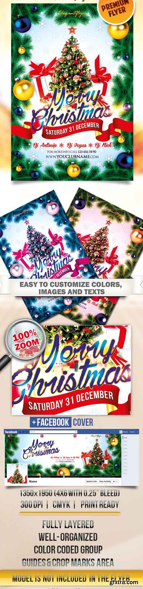 Merry Christmas 2 – Flyer PSD Template + Facebook Cover