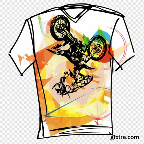 Collection of vector image printed on a T-shirt motorcycle and motorsport 25 EPS