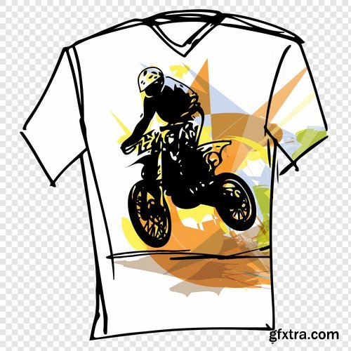Collection of vector image printed on a T-shirt motorcycle and motorsport 25 EPS