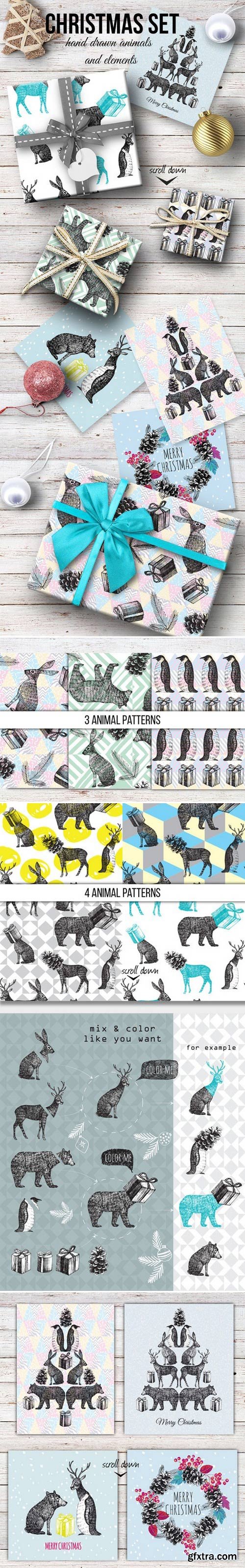 CM - Christmas hand drawn animal set 439491