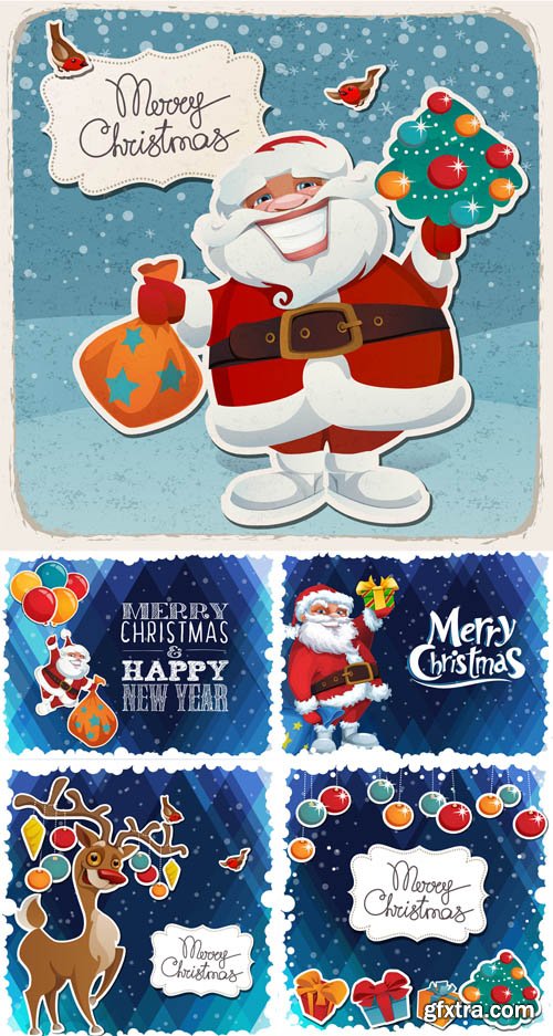 Christmas Card with Santa Claus Vector Cards