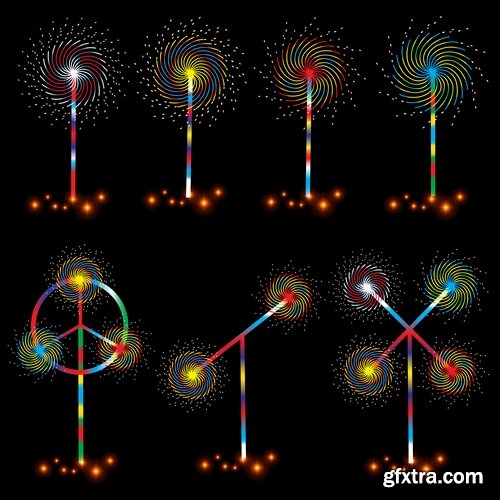 Collection of vector a background picture fireworks 25 EPS