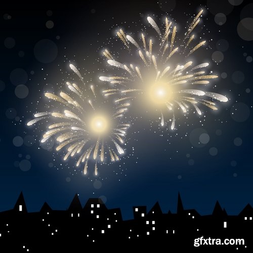 Collection of vector a background picture fireworks 25 EPS