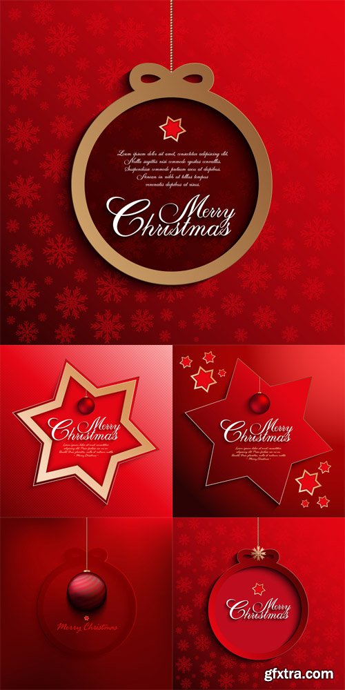 Christmas Card Vector Template Set 2