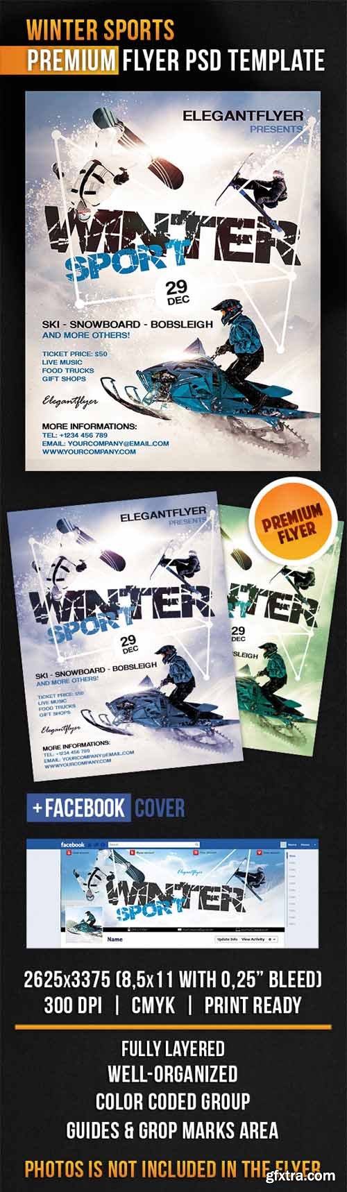 Winter Sports – Flyer PSD Template + Facebook Cover Winter Sports – Flyer PSD Template + Facebook Cover