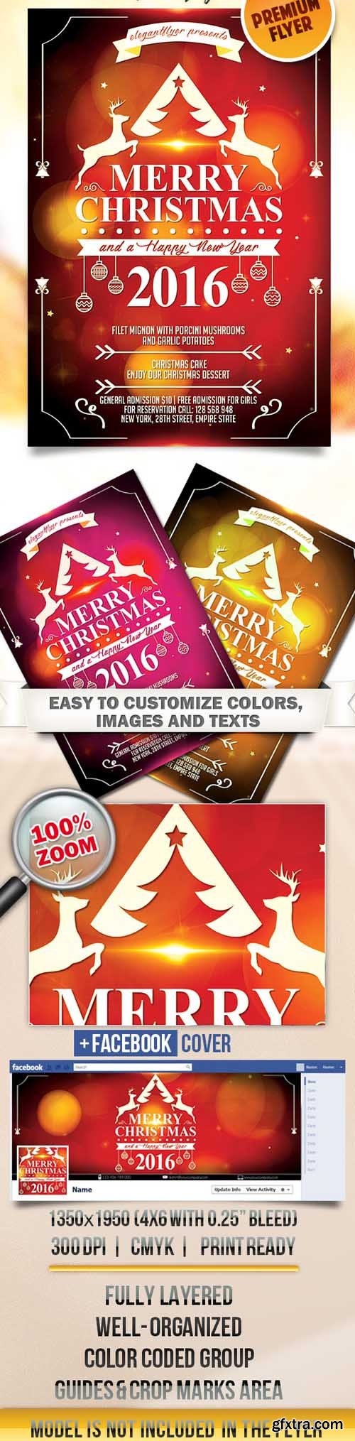 Minimal Christmas &ndash; Flyer PSD Template + Facebook Cover