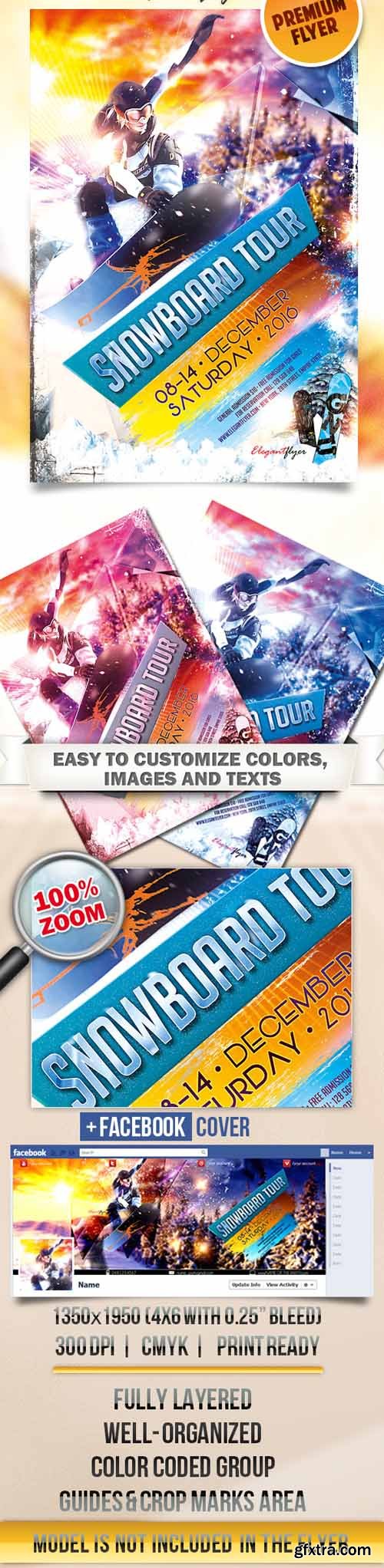 Snowboard Tour &ndash; Flyer PSD Template + Facebook Cover