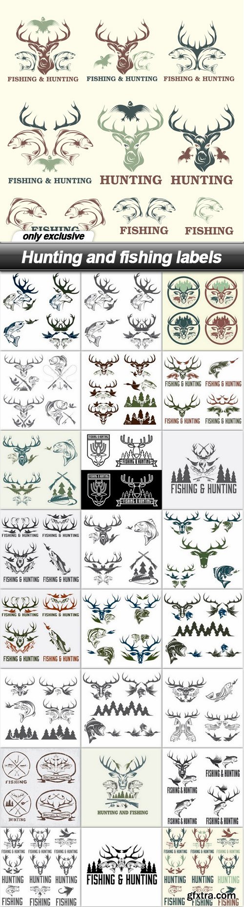 Hunting and fishing labels - 25 EPS Hunting and fishing labels - 25 EPS
