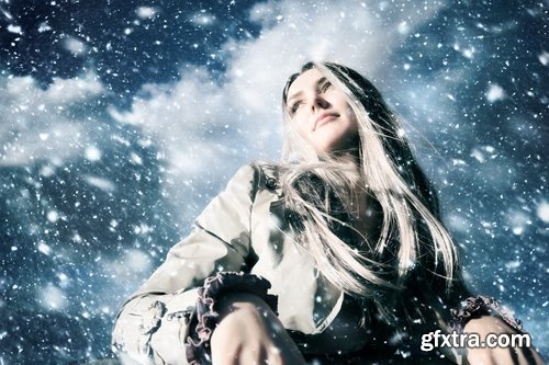 Collection of people girl woman blowing snow blizzard snowflake 25 HQ Jpeg