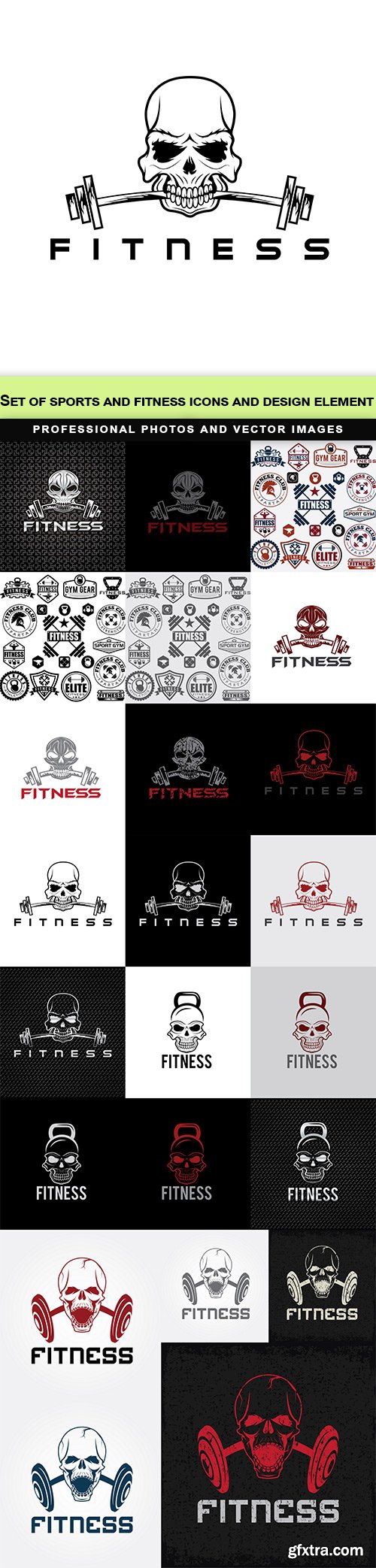 Set of sports and fitness icons and design element - 23 EPS Set of sports and fitness icons and design element - 23 EPS