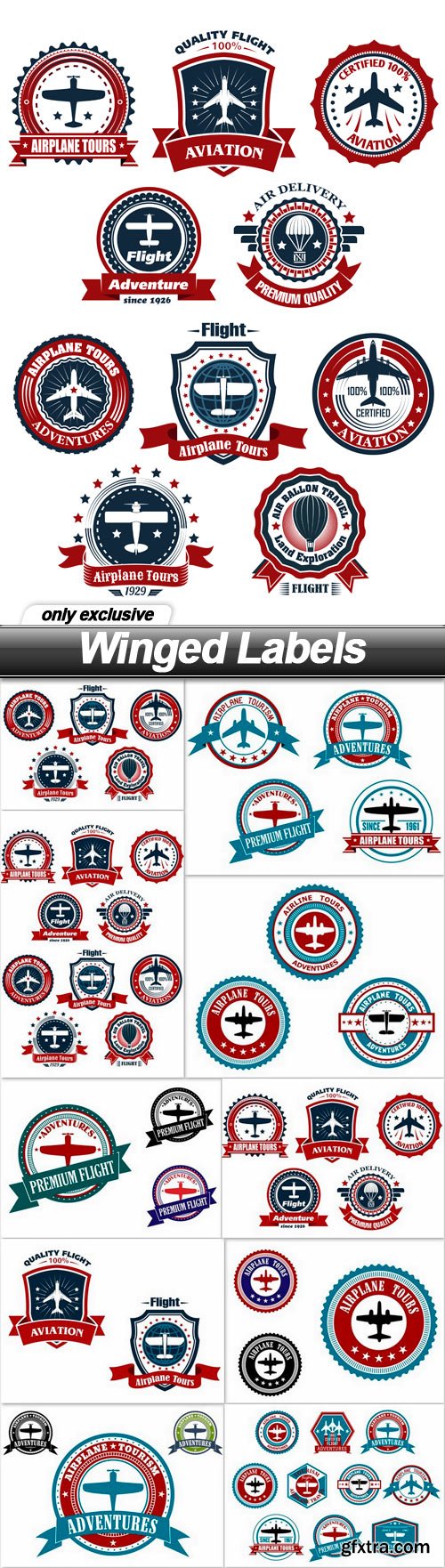 Winged Labels - 10 EPS Winged Labels - 10 EPS