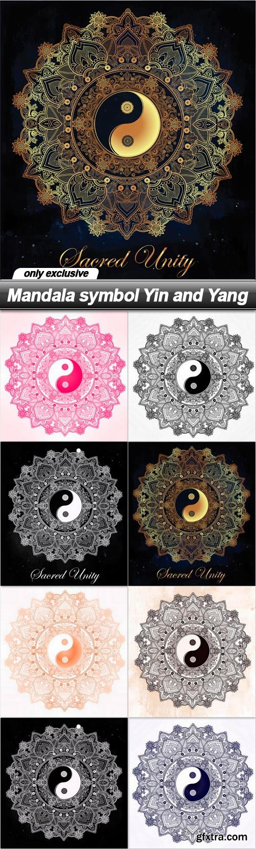 Mandala symbol Yin and Yang - 8 EPS Mandala symbol Yin and Yang - 8 EPS