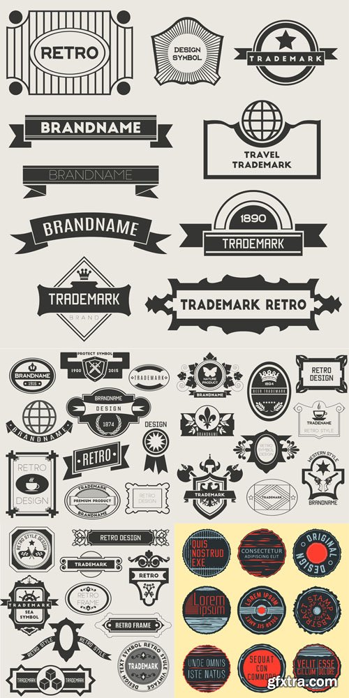 Retro Vintage Insignias or Logotypes Vector set