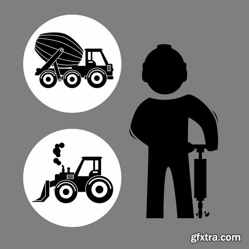 Collection of vector background picture background is the construction of a builder working construction tools 25 EPS